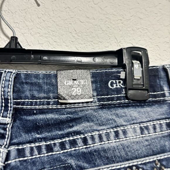NWT Grace Jeans Womens Size 29 Blue Dark Wash Cotton Stretch Easy Fit Mid Rise - Picture 10 of 13